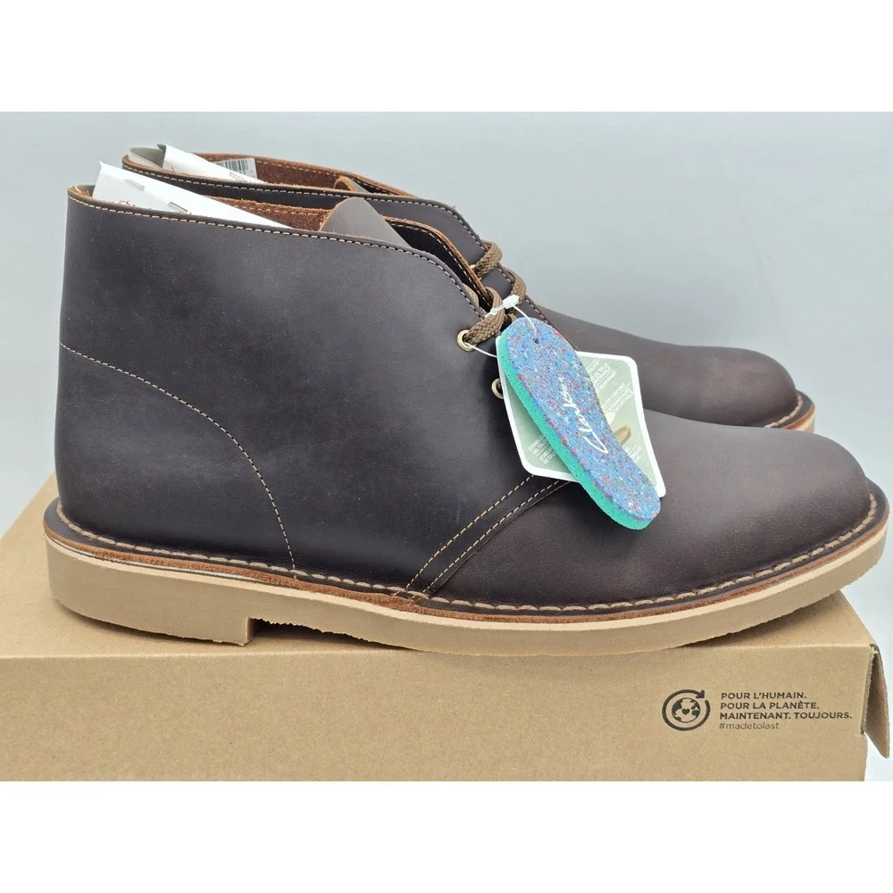 Man's Boots Clarks Bushacre 3 - Sz 11.5 W WIDE Beeswax‎ Brown 53528 NIB